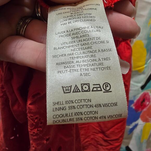 Maeve Anthropologie red sleeveless eyelet embroidered wide leg romper large - Picture 13 of 13